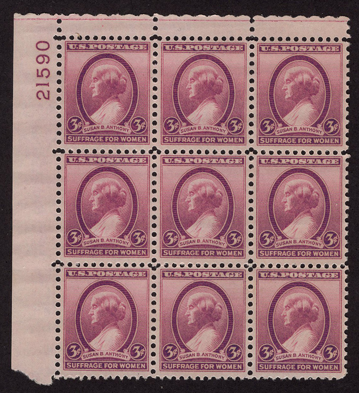 U.S. #784 Susan B Anthony MNH PNB of 9