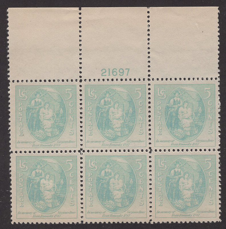 U.S. #796 Virginia Dare PNB of 6