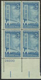 U.S. #1109 Mackinac Bridge PNB of 4