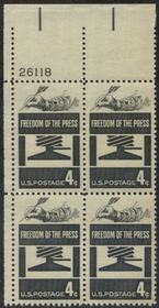U.S. #1119 Freedom of the Press PNB of 4