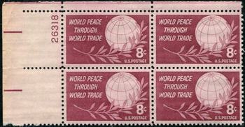 U.S. #1129 Peace Through World Trade PNB of 4