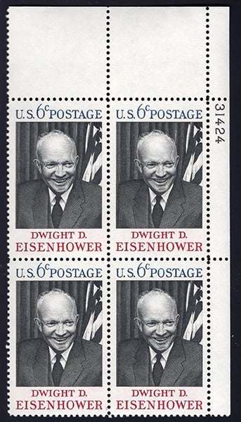 U.S. #1383 Dwight D. Eisenhower PNB of 4