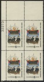 U.S. #1420 Landing of The Pilgrims PNB of 4