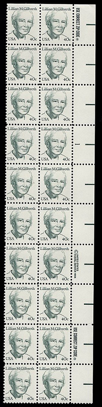 U.S. #1868 40� Lillian Gilbreth PNB of 20