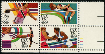 U.S. #2051a Los Angeles Summer Olympics PNB of 4