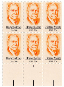 U.S. #2095 Horace Moses PNB of 6