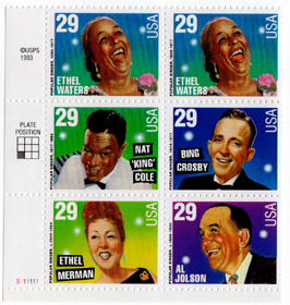 U.S. #2853a Popular Singers PNB of 6