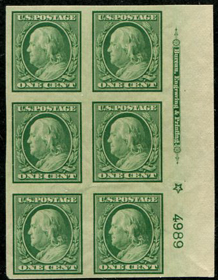 U.S. #343 Plate #4989 PNB of 6