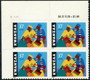 U.S. #3548 Kwanzaa PNB of 4