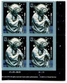 U.S. #4205 Star Wars, Yoda PNB of 4*Counter