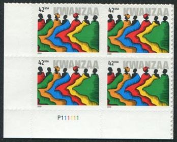 U.S. #4373 42c Kwanzaa Holiday (2008) PNB of 4