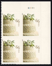 U.S. #4735 Wedding Cake PNB of 4