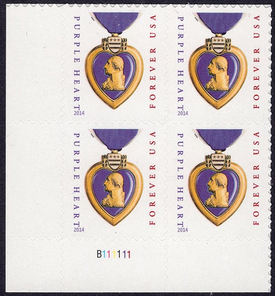 U.S. #5035 Purple Heart USPS Microprint PNB of 4