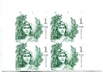 U.S. #5295 1$ Statue of Freedom PNB of 4