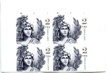 U.S. #5296 $2 Statue of Freedom PNB of 4