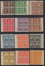 U.S. #632-42 Block Number Blocks MNH