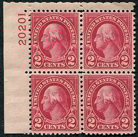 U.S. #634 Mint, Plate # Blk 4