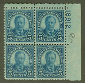 U.S. #637 Mint, Plate # Blk 4