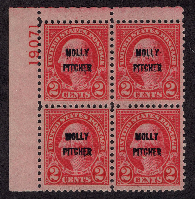 U.S. #646 Molly Pitcher Overprint MNH PNB of 4 #19071