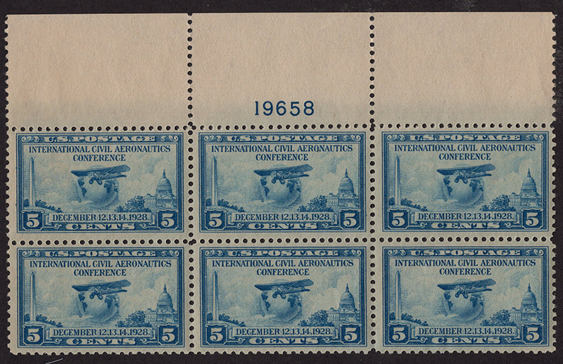 U.S. #650 5c Intl Civil Aeronautics Conf MNH PNB of 6 #19658