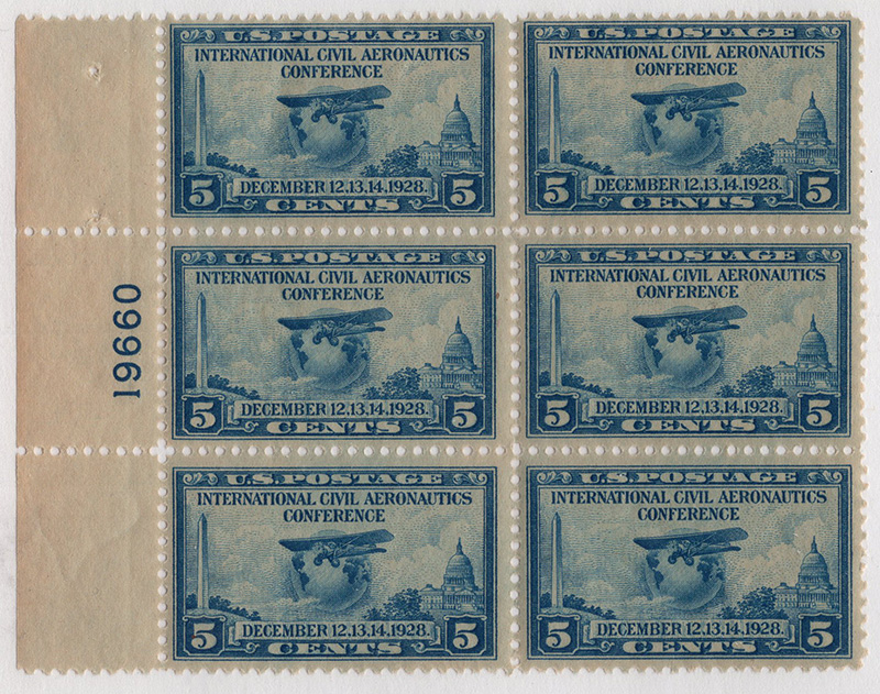 U.S. #650 5c Intl Civil Aeronautics Conf MNH PNB of 6 #19660