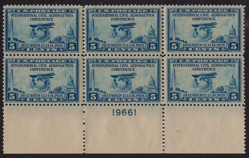 U.S. #650 5c Intl Civil Aeronautics Conf MNH PNB of 6 #19661