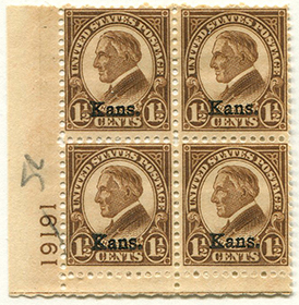 U.S. #659 Mint, Plate # Blk 4