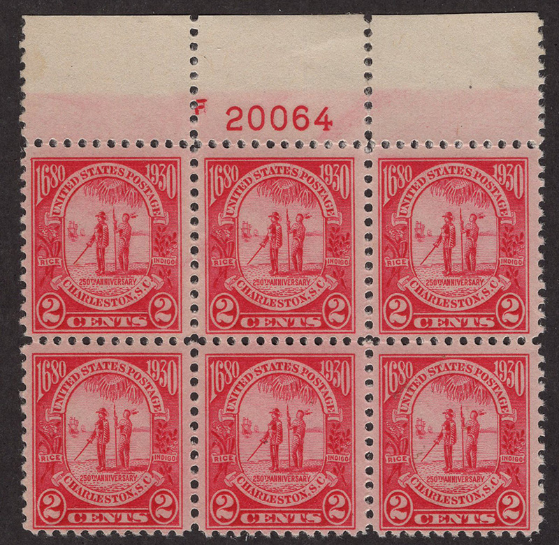 U.S. #683 Carolina-Charleston Mint PNB of 6