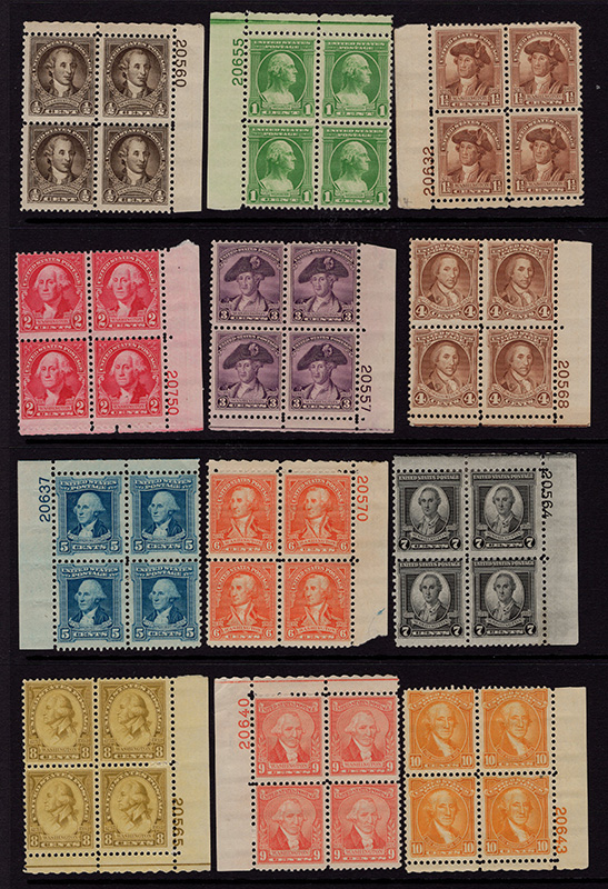 U.S. #704-15 Washington Bicentennial Issue PNBs MNH