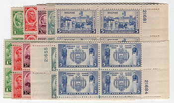 U.S. #785-94  Block Number Blocks MNH