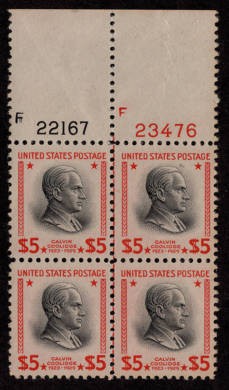 U.S. #834 $5 Coolidge PNB mint
