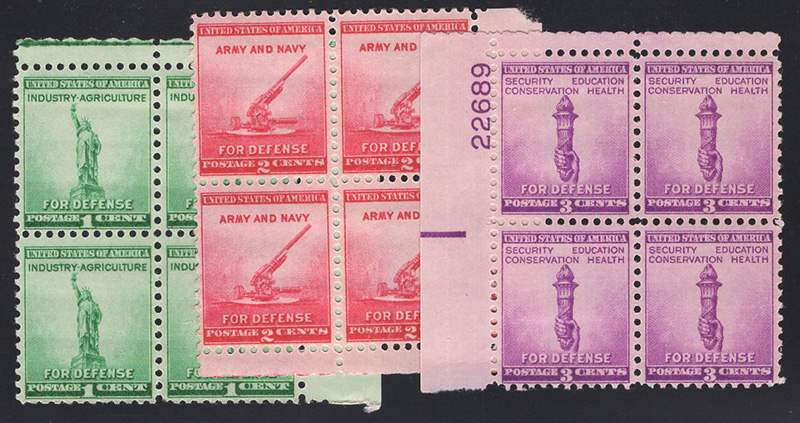 U.S. #899-901 For Defense  PNBs of 4