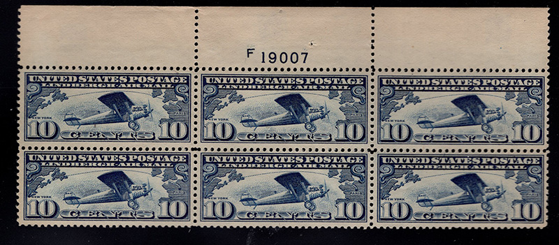 U.S. #C10 10c Spirit of St. Lewis Mint PNB of 6