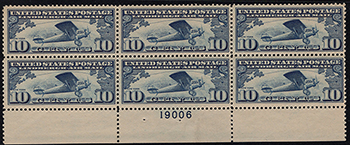 U.S. #C10 10c Spirit of St. Lewis MNH PNB of 4