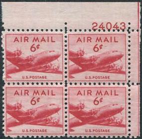U.S. #C39 5c DC-4 Skymaster PNB of 4
