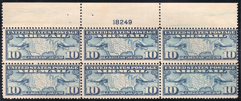 U.S. #C7 10c Map and Mail Planes MNH PNB of 6