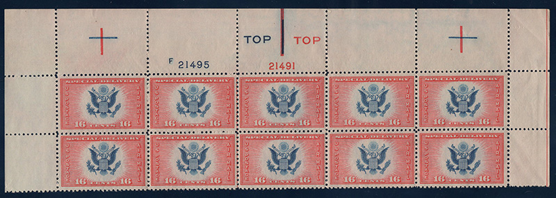 U.S. #CE2 16c Great Seal blue & red PNB of 10
