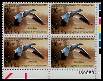 U.S. #RW55 MNH Snow Goose PNB of 4