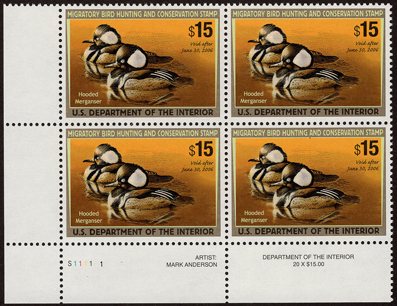 U.S. #RW72 Hooded Mergansers PNB4