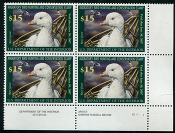 U.S. #RW73 MNH Ross's Goose PNB of 4