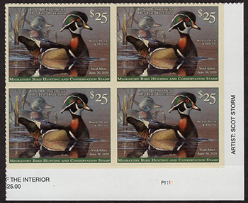 U.S. #RW86 MNH Wood Duck and Decoy PNB of 4