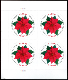 U.S. #5311 Global - Poinsettia PNB of 4