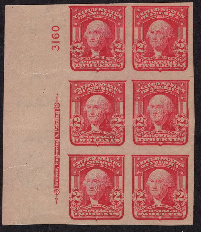 U.S. #320 Washington P# Block of 6