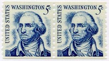 U.S. #1304 5c Washington Coil Pair MNH