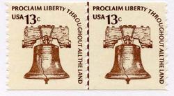 U.S. #1618 13c Liberty Bell Line Pair MNH