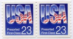 U.S. #2608 23c Presorted USA Coil Pair MNH
