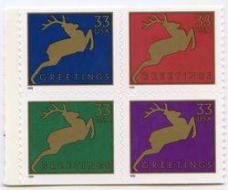 U.S. #3367d Christmas Deer Block of 4 MNH