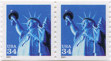 U.S. #3476 34c Statue of Liberty Coil Pair MNH
