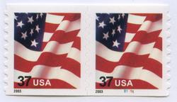 U.S. #3633A 37c Flag Coil Pair MNH