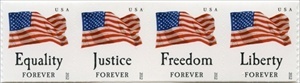 U.S. #4636a Four Flags, Coil Strip of 4